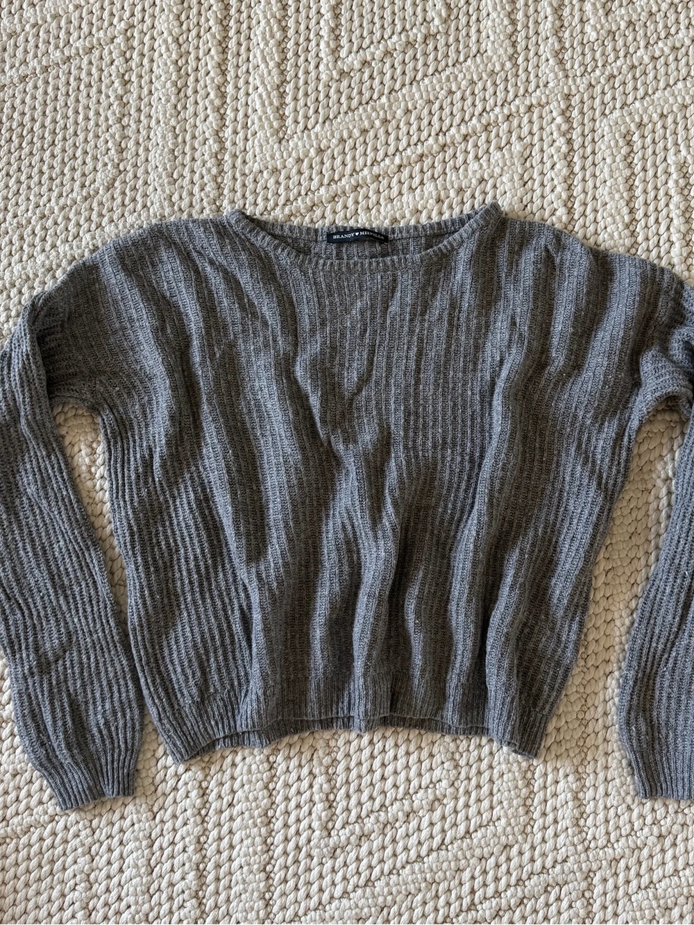 Brandy Melville Charcoal Ribbed Crew Sweater